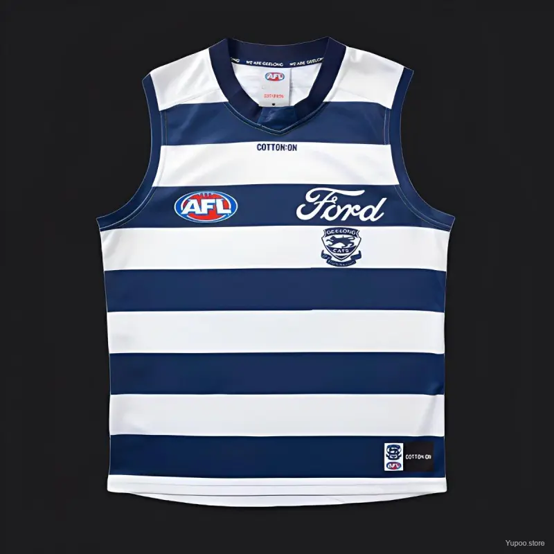 25/26 Geelong Cats Navy and White Hooped Jersey