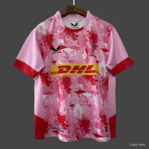 25/26 Camisola Arlequins cor-de-rosa com padrão de salpicos de flamingo