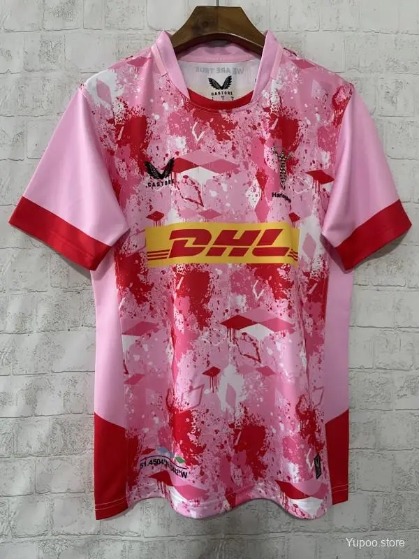 25/26 Camisola com padrão de salpicos de flamingo cor-de-rosa dos Arlequins
