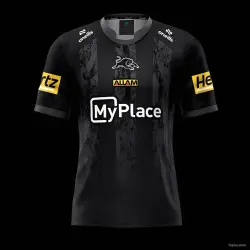 25/26 Hull FC Black with Grey Distressed Stripes Home Jersey - product photo US24.99 - 25/26 Hull FC Black with Grey Distressed Stripes Home Jersey