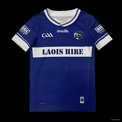 25/26 Kids Laois GAA Blue with White Hoop and Dot Pattern Home Jersey