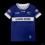 25/26 Kinder Laois GAA Blauw met witte hoepel en stippenpatroon thuistrui 25/26 Kinder-thuisshirt van Laois GAA in blauw met witte ringen en stippenpatroon