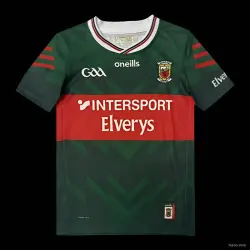 25/26 Kids Mayo GAA Green and Red with Chevron Pattern Home Jersey - product photo US24.99 - 25/26 Kids Mayo GAA Green and Red with Chevron Pattern Home Jersey