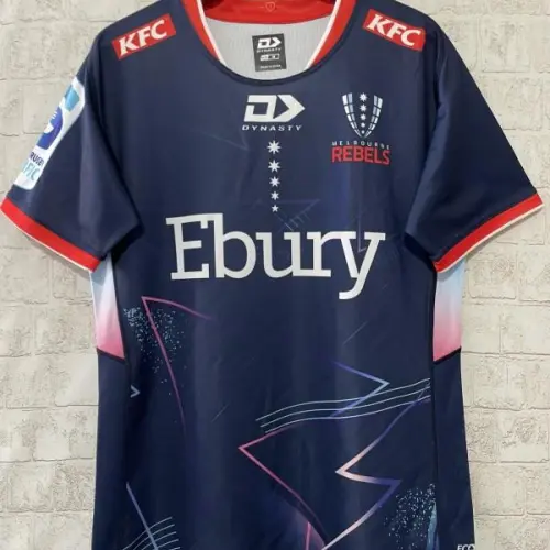 25/26 Melbourne Rebels Navy with Lightning Pattern and Pink Gradient Jersey
