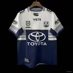 25/26 Camisola azul-marinho com riscas brancas e cinzentas dos North Queensland Cowboys 25/26 Camisola azul-marinho com riscas brancas e cinzentas dos North Queensland Cowboys