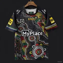 US24.99 - 25/26 Penrith Panthers Black with Indigenous Art Design Jersey