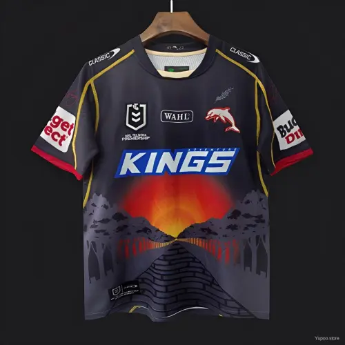 25/26 Redcliffe Dolphins Black with Sunset Pyramid Indigenous Jersey