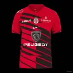 25/26 Camisola Stade Toulouse vermelha com riscas diagonais pretas 25/26 Camisola do Stade Toulouse vermelha com riscas diagonais pretas