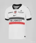 25/26 Stade Toulouse Weiß mit schwarz-roten Streifen Trikot 25/26 Stade Toulouse Trikot weiß mit schwarzen und roten Streifen