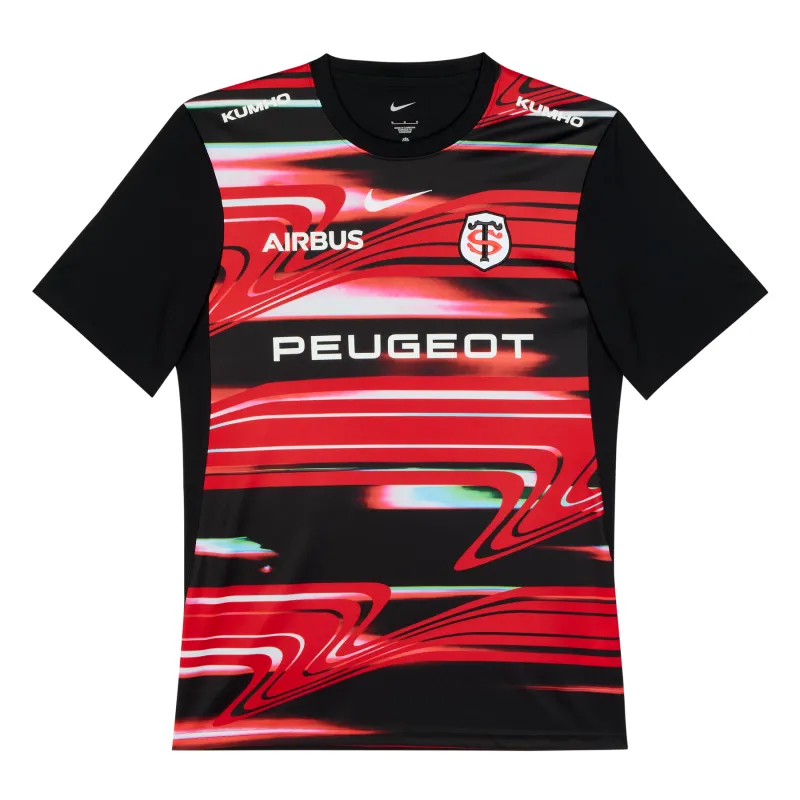 25/26 Stade Toulouse Rugby Black with Red Lightning Stripes Jersey