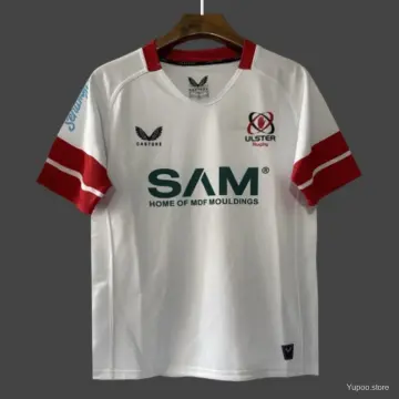 25/26 Camisola Ulster Rugby branca com riscas vermelhas