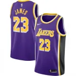 Maglia da uomo dei Los Angeles Lakers "LeBron James #23" viola modello Swingman - Edizione Statement Men’s Los Angeles Lakers LeBron James #23 Purple Swingman Jersey – Statement Edition