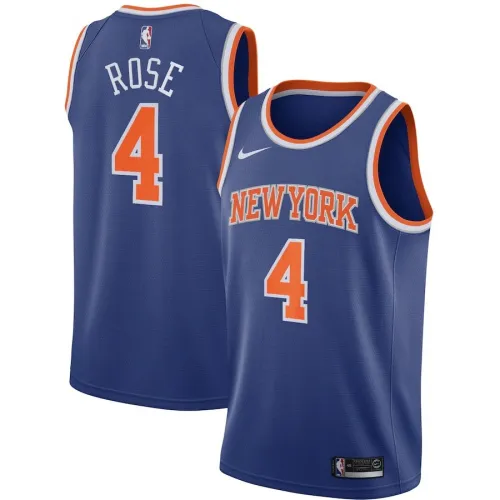 New York Knicks Derrick Rose #4 Nike blauw 2020/21 Swingman-shirt voor heren – Icon Edition