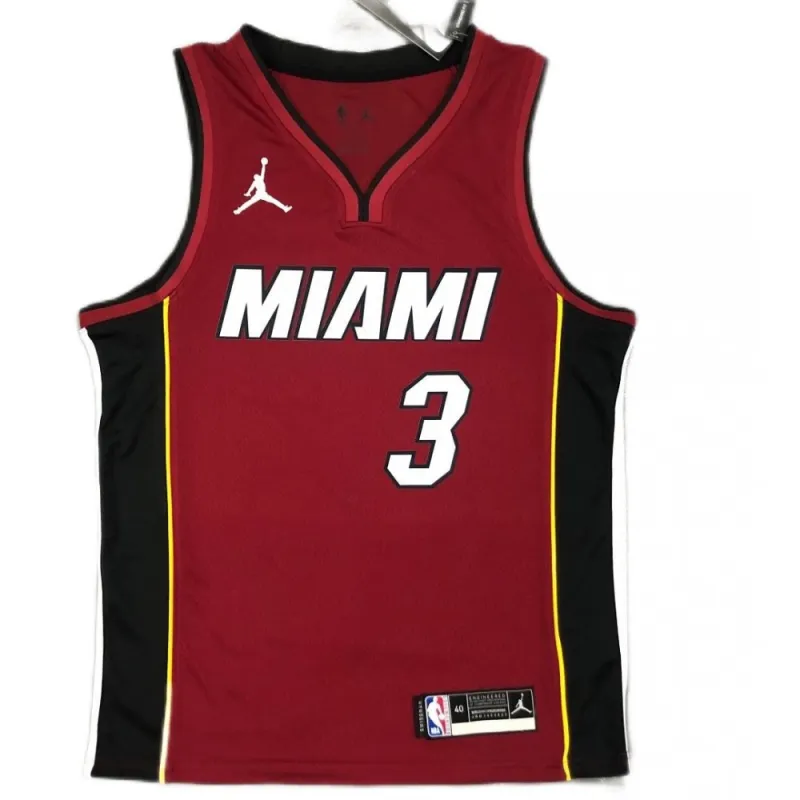 Men’s Miami Heat Dwyane Wade #3 Jordan Red 20/21 Swingman Player Jersey – Statement Edition