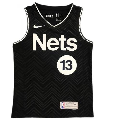 Camiseta de jugador Swingman de los Brooklyn Nets para hombre, de James Harden, modelo #13 de Nike, color negro, temporada 2020/21 – Edición «Earned»