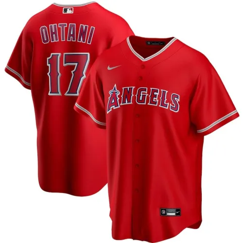 Camiseta alternativa Nike Scarlet 2020 de Shohei Ohtani (#17) de los Los Angeles Angels para hombre