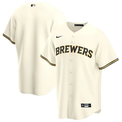 Camiseta Nike Cream Home 2020 de los Milwaukee Brewers, Hombre