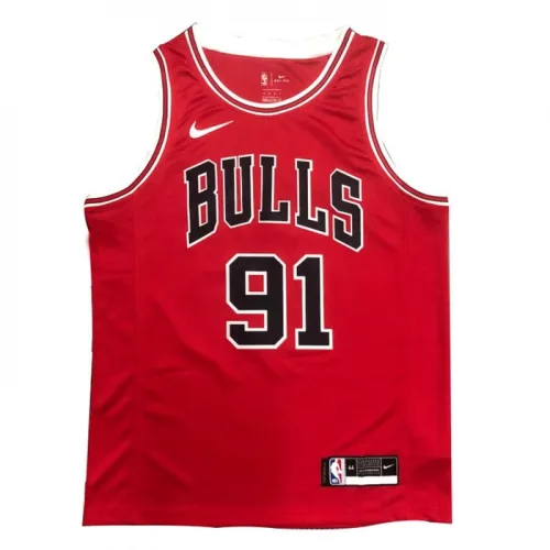 Camiseta roja Swingman #91 de los Chicago Bulls para hombre, modelo Dennis Rodman - Edición Icono