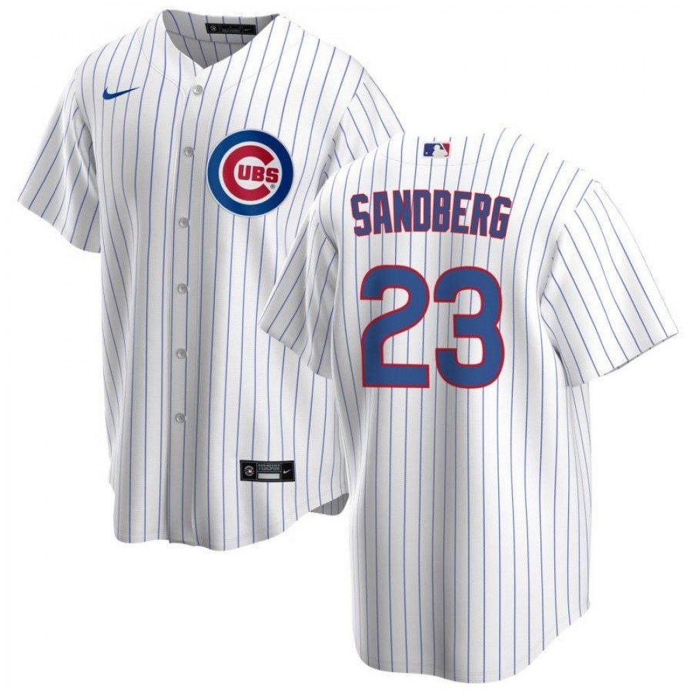 Men#039;s Chicago Cubs Ryne Sandberg #23 Nike White Home Player Jersey