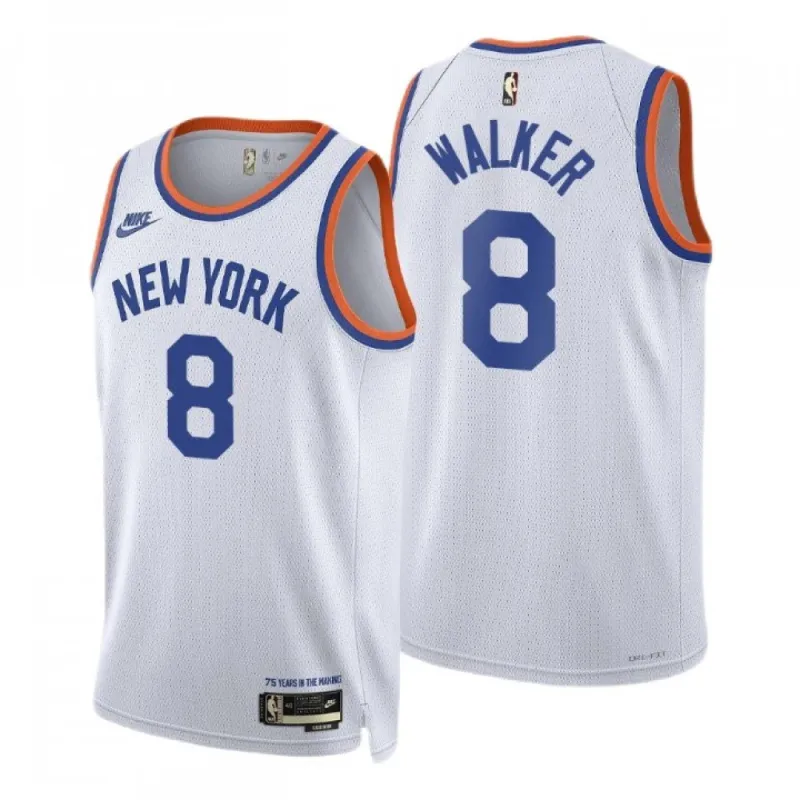 Men’s New York Knicks Kemba Walker #8 White 2021/22 Swingman Jersey – Classic Edition