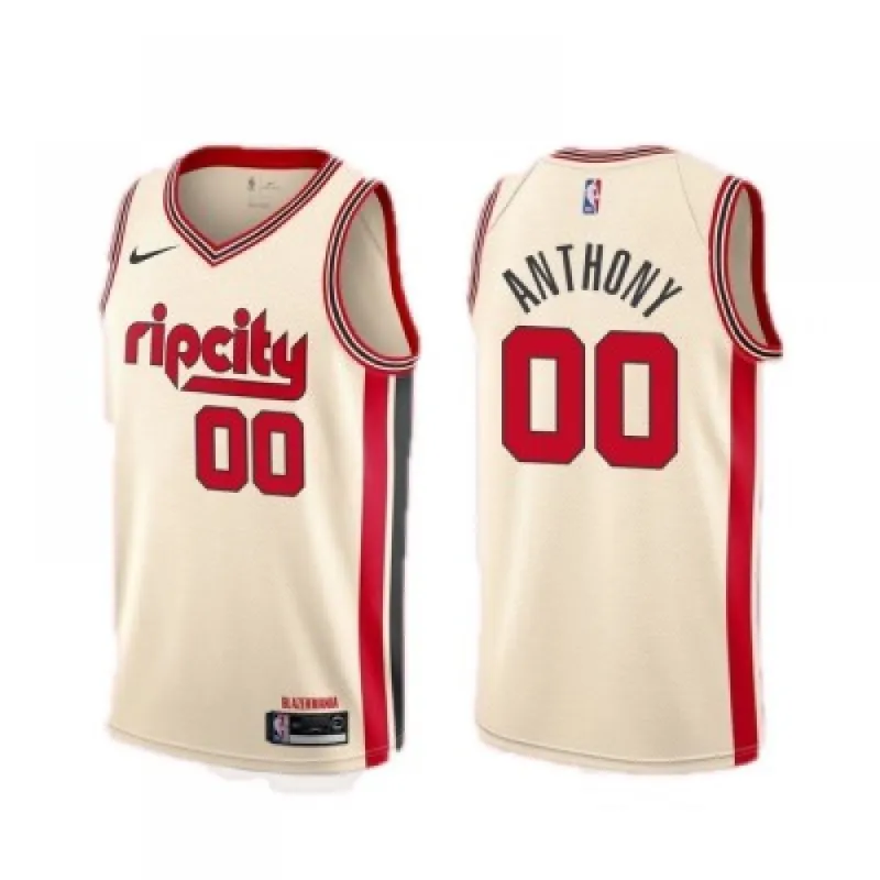 Camiseta Swingman Nike Cream 19/20 de Carmelo Anthony de los Portland Trail Blazers para hombre – Edición City