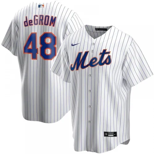 Männer New York Mets Jacob deGrom #48 Nike Weiß&Royal Home 2020 Jersey