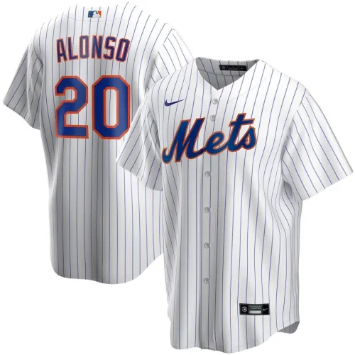 Männer New York Mets Pete Alonso #20 Nike Weiß&Royal Home 2020 Jersey