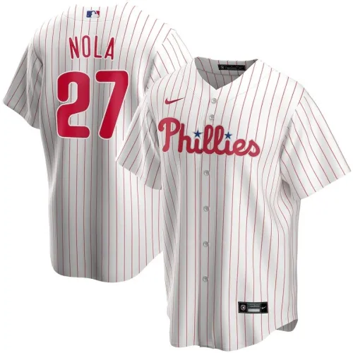 Camisola de homem dos Philadelphia Phillies Aaron Nola #27 Nike White&Red Home 2020