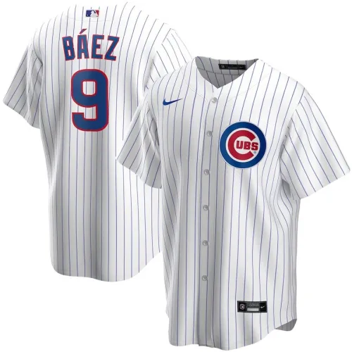 Heren Chicago Cubs Javier Baez #9 Nike Wit Thuisspeler Jersey