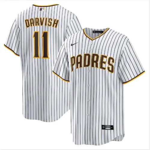 Heren San Diego Padres Yu Darvish #11 Nike Wit & Bruin Home 2020 Jersey