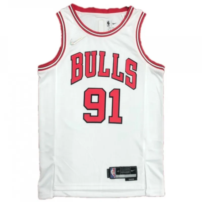Men’s Chicago Bulls Dennis Rodman #91 Nike White 2021/22 Swingman NBA Jersey – Icon Edition