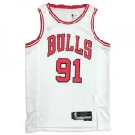 Men’s Chicago Bulls Dennis Rodman #91 Nike White 2021/22 Swingman NBA Jersey – Icon Edition