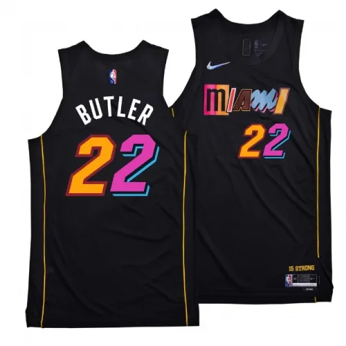 Men's Miami Heat JIMMY BUTLER #22 Black 2021/22 Swingman Jersey - City Edition