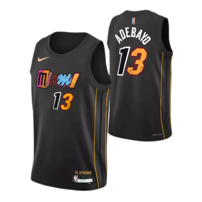 Men’s Miami Heat Bam Adebayo #13 Nike Black 2021/22 Swingman Jersey – City Edition