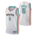 Maillot Swingman Nike blanc 2021/22 « City Edition » pour homme des San Antonio Spurs, Dejounte Murray (#5) Men’s San Antonio Spurs Dejounte Murray #5 Nike White 2021/22 Swingman Jersey – City Edition