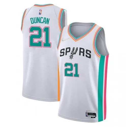 Men's San Antonio Spurs Tim Duncan #21 White 2021/22 Swingman Jersey - City Edition