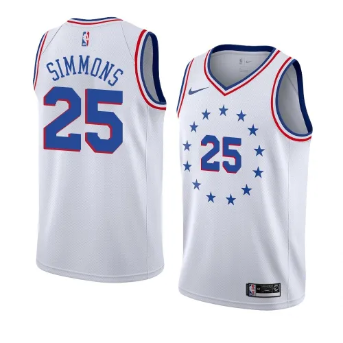 Maillot Swingman Hommes Philadelphia 76ers Ben Simmons #25 Blanc - City Edition