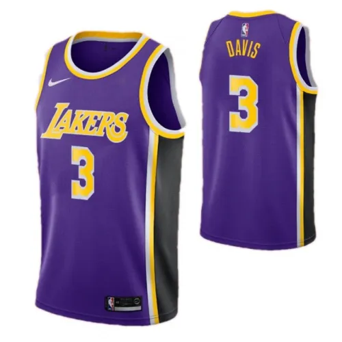 Camisa Swingman roxa Anthony Davis #3 dos Los Angeles Lakers para homem - Edição Statement