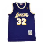 Maglia da uomo dei Los Angeles Lakers "Magic Johnson" #32 viola, stagione 84-85, linea Hardwood Classics Men’s Los Angeles Lakers Magic Johnson #32 Purple 84-85 Hardwood Classics Jersey