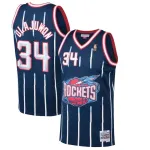 Men’s Houston Rockets Hakeem Olajuwon Throwback Navy 1996-97 Hardwood Classics Swingman Jersey