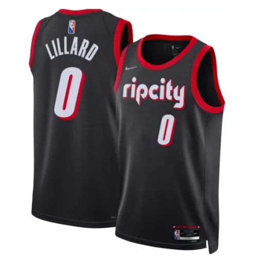 Männer Portland Trail Blazers Damian Lillard #0 Schwarz 2021/22 Swingman Jersey - Stadt Edition