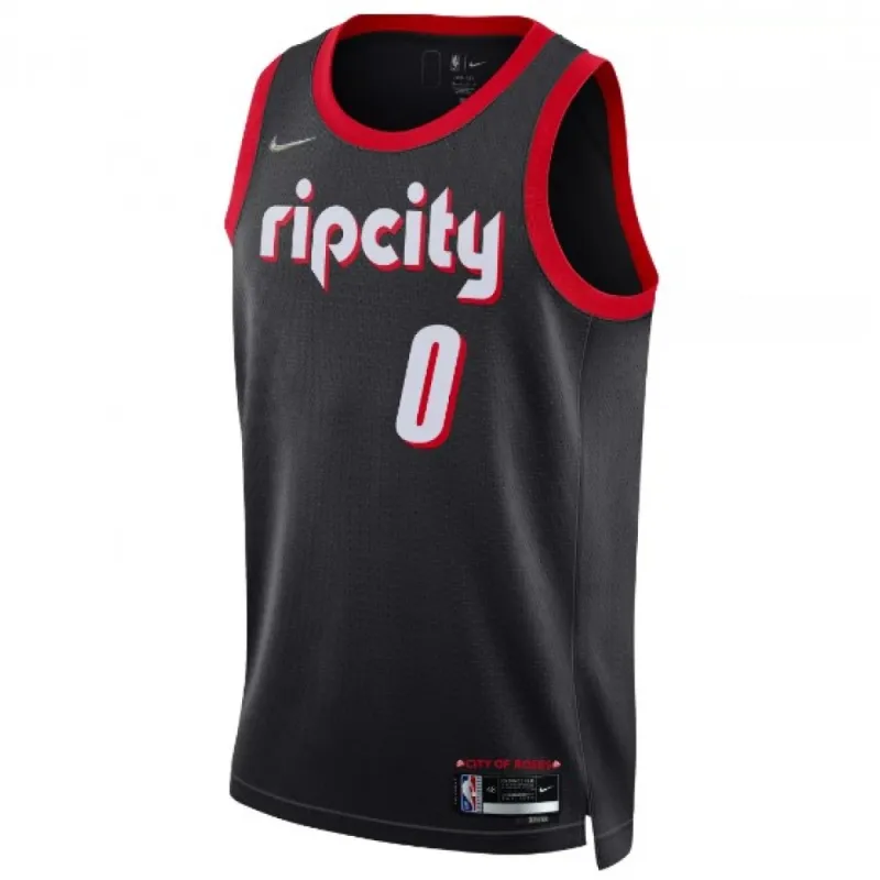 Herren Portland Trail Blazers Damian Lillard #0 Schwarz 2021/22 Swingman Jersey - City Edition