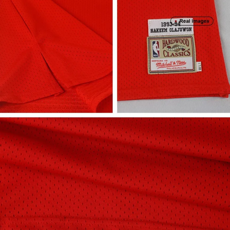 Men's Houston Rockets Hakeem Olajuwon Throwback Red 1993-94 Hardwood Classics Swingman Jersey