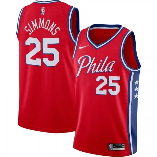 Camisola Swingman Vermelha #25 dos Philadelphia 76ers Ben Simmons para homem - Statement Edition