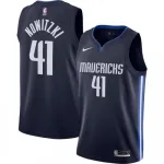 Maglia Swingman da uomo dei Dallas Mavericks con numero #41 di Dirk Nowitzki, Nike, blu navy - Edizione "Statement" Men’s Dallas Mavericks Dirk Nowitzki #41 Nike Navy Finished Swingman Jersey – Statement Edition