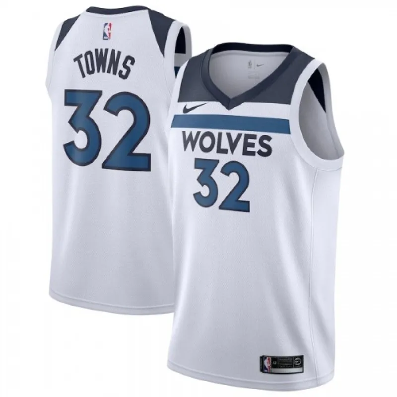 Men's Minnesota Timberwolves Karl-Anthony Towns #32 White Swingman Jersey - Association Edition