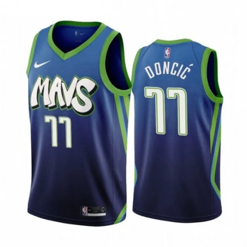 Men’s Dallas Mavericks Luka Doncic #77 Nike Blue 202021 Swingman Jersey – City Edition
