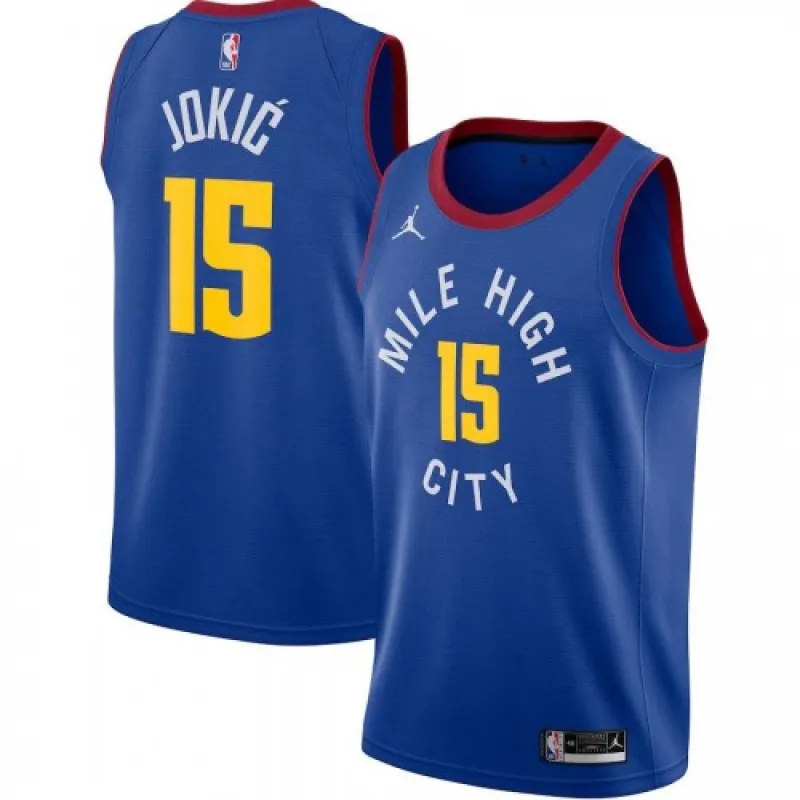 Men’s Denver Nuggets Nikola Jokic #15 Jordan Blue 2020/21 Swingman Jersey – Statement Edition