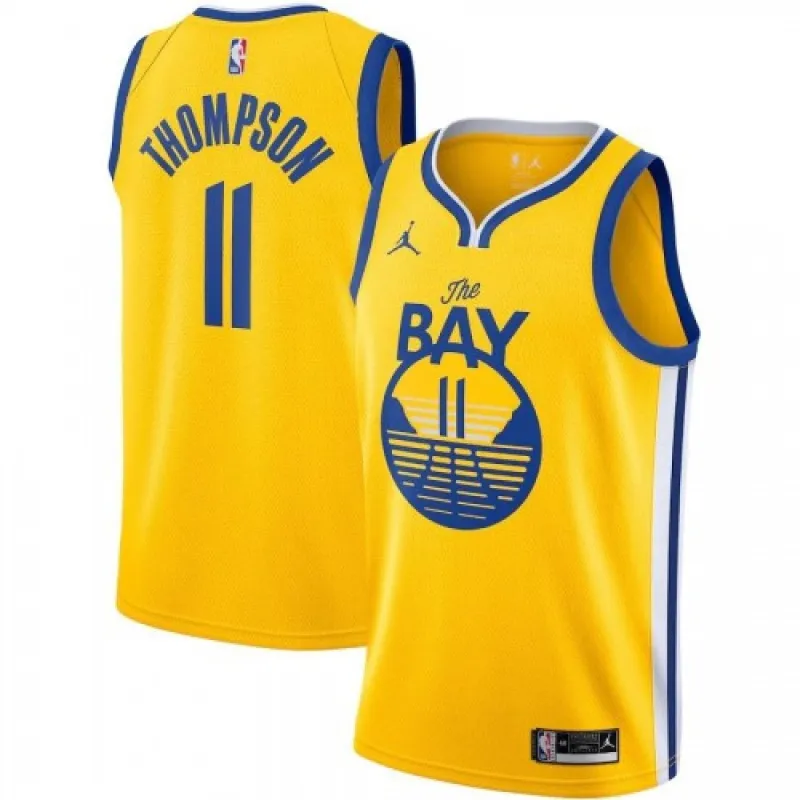Men’s Golden State Warriors Thompson #11 Jordan Gold 20/21 Swingman Jersey – Statement Edition
