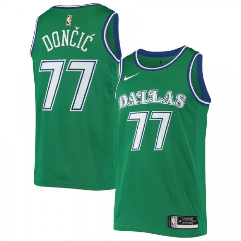 Men’s Dallas Mavericks Luka Doncic #77 Green Hardwood Classics 2020/21 Jersey – Classic Edition